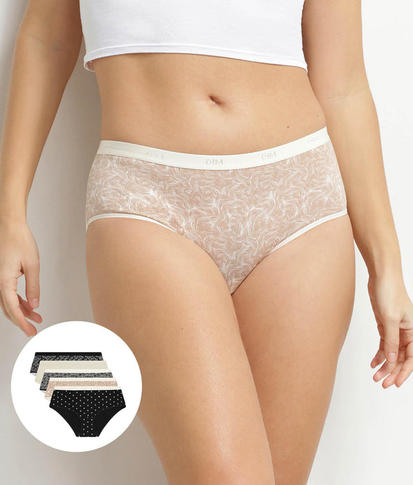 DIM Lot de 5 boxers femme coton stretch motif tropique Les Pockets