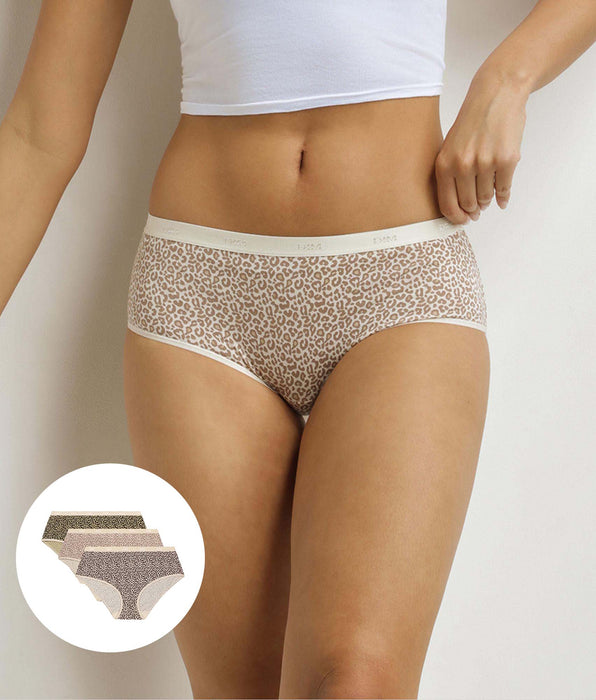 DIM Lot de 3 boxers femme motif leopard Noir Beige Les Pockets