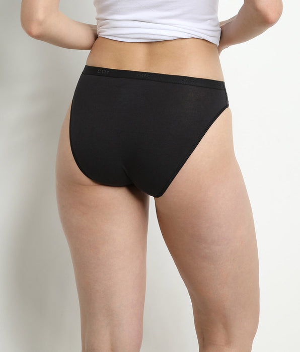 DIM Lot de 3 slips noir/blanc/gris Les Pockets Coton
