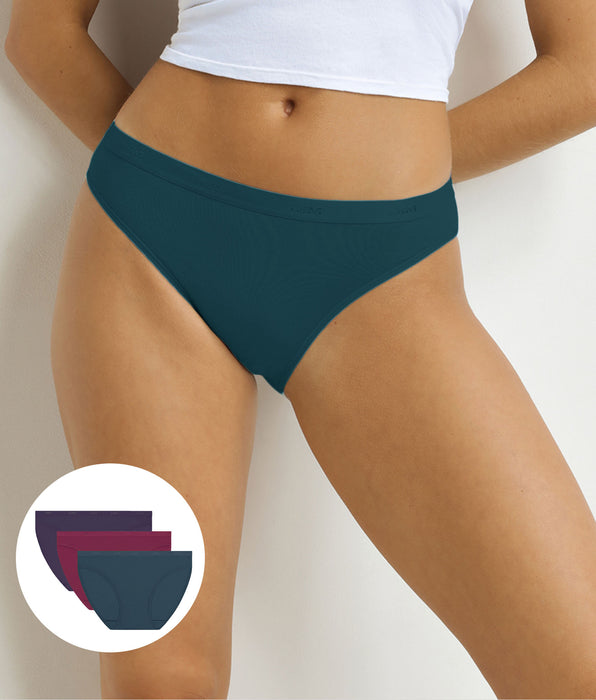 DIM Lot de 3 slips femme Violet, Rouge, Vert Les Pockets Ecodim