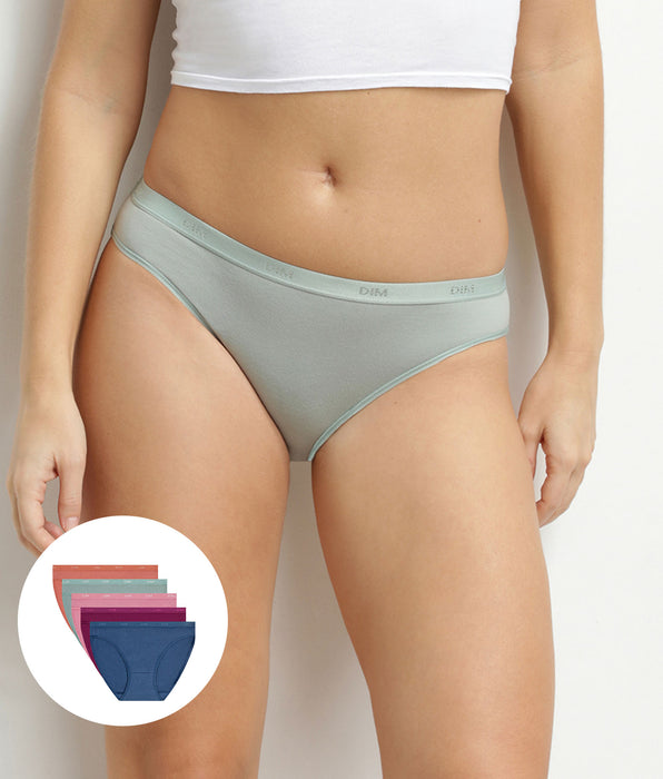 DIM Lot de 5 slips femme coton stretch terracotta Les Pockets Ecodim