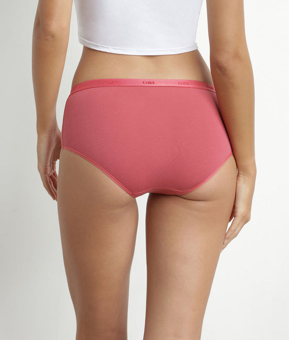 DIM Lot de 5 boxers femme coton stretch Bleu Beige Rose Les Pockets Ecodim