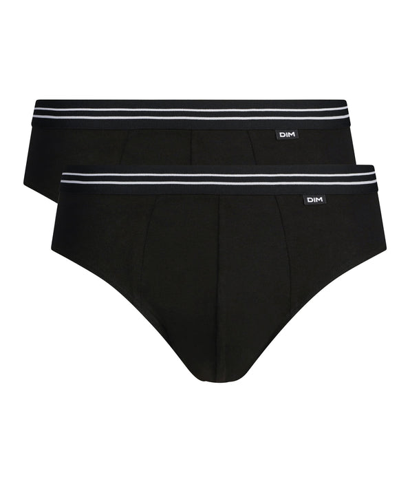 DIM Lot de 2 slips homme en coton stretch Noir EcoDim