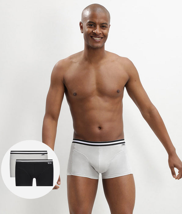 DIM Lot de 2 boxers noir et gris EcoDIM en coton stretch