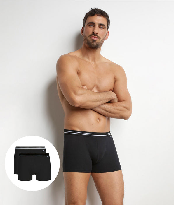 DIM Lot de 2 boxers homme en coton stretch Noir EcoDim