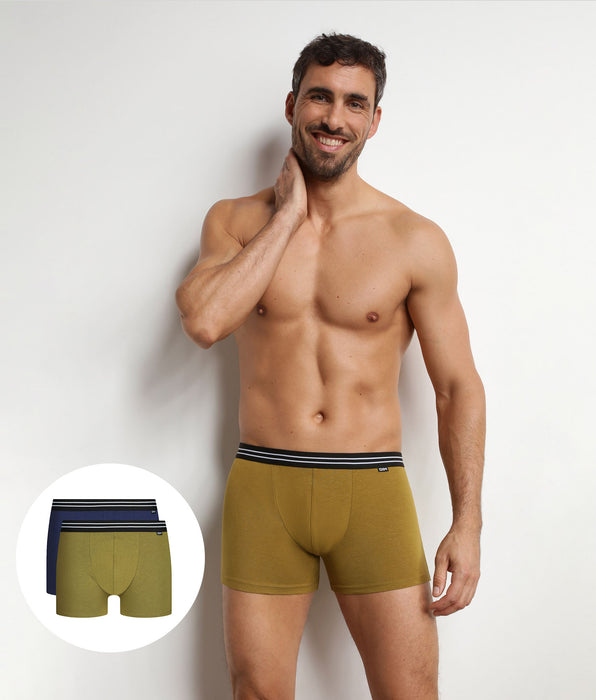 DIM Lot de 2 boxers homme en coton stretch Cumin EcoDim