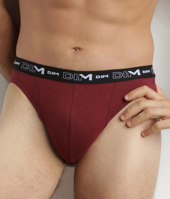 DIM Lot de 2 slips homme Bleu Rouge ceinture contrastée Dim Coton Stretch