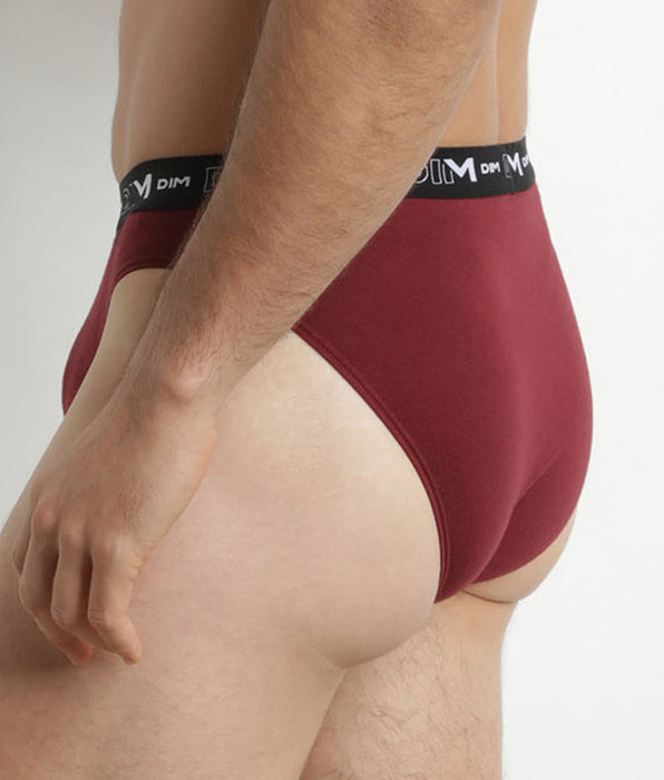 DIM Lot de 2 slips homme Bleu Rouge ceinture contrastée Dim Coton Stretch