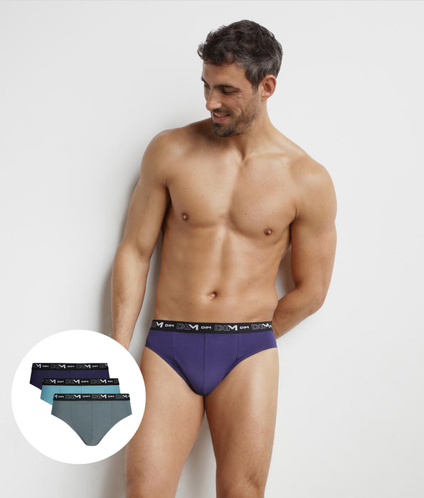 DIM Lot de 3 slips homme Glace Dim Coton Stretch