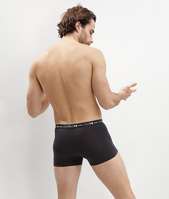 DIM Lot de 2 boxers noirs pour homme Coton Stretch
