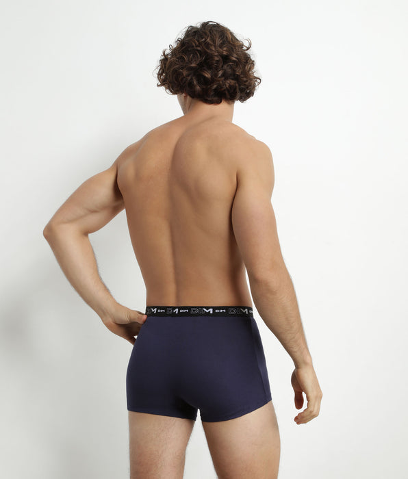 DIM Lot de 2 Boxers homme Rouge Bleu ceinture contrastée Dim Coton Stretch