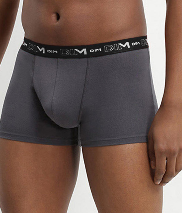 DIM Lot de 3 boxers gris, rouge chili et noir Coton Stretch