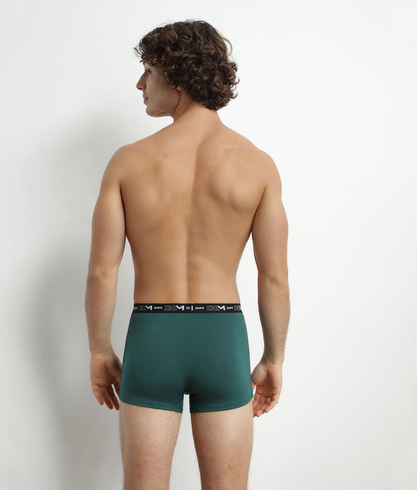 DIM Lot de 3 boxers homme en coton Vert Bleu Dim Coton Stretch