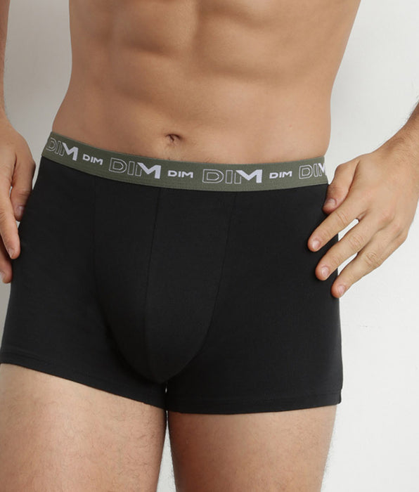 DIM Lot de 3 boxers homme en coton Bleu Orange Dim Coton Stretch