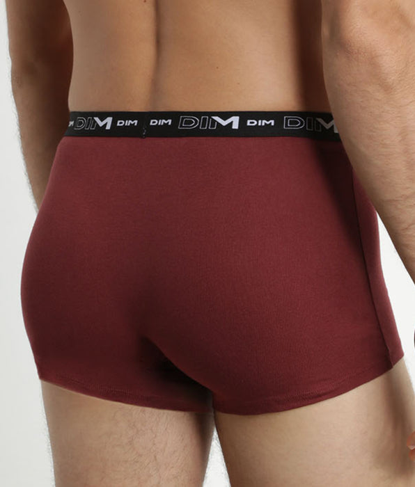 DIM Lot de 3 boxers homme en coton Rouge Vert Dim Coton Stretch
