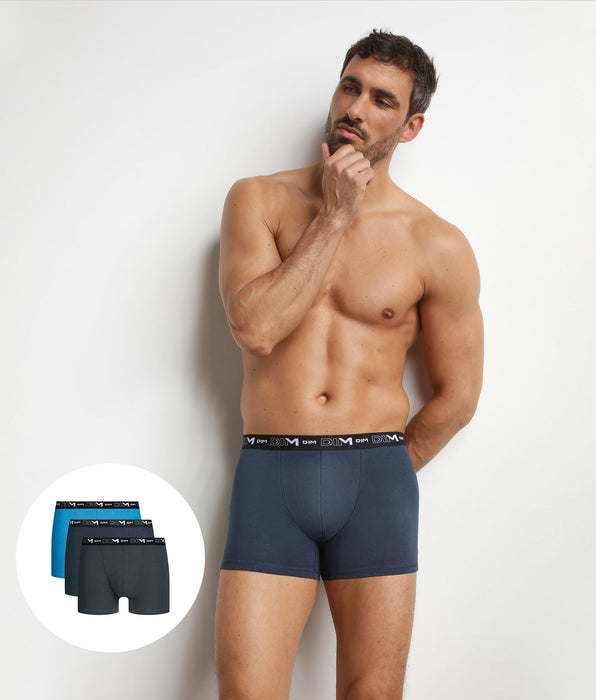 DIM Lot de 3 boxers homme Atlantique Dim Coton Stretch