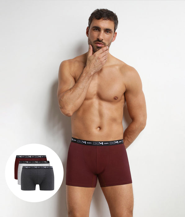 DIM Lot de 3 boxers homme Cendre Dim Coton Stretch