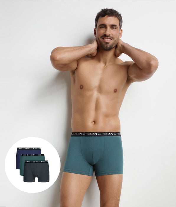 DIM Lot de 3 boxers homme Vert Chic Dim Coton Stretch