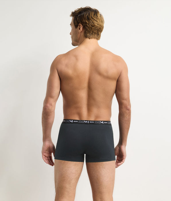 DIM Lot de 4 boxers homme gris, gris foncé, bleu, bleu foncé Coton Stretch