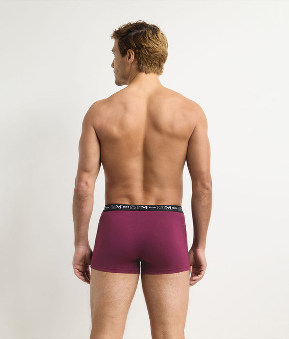 DIM Lot de 4 boxers homme gris foncé, kaki, rouge, gris Coton Stretch