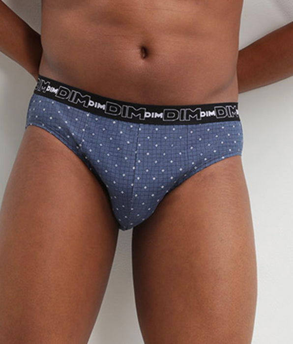 DIM Lot de 3 slip homme en coton à imprimés croix Bleu Dim Coton Print