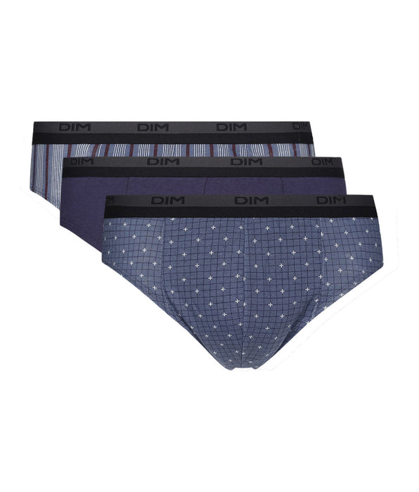 DIM Lot de 3 slip homme en coton à imprimés croix Bleu Dim Coton Print