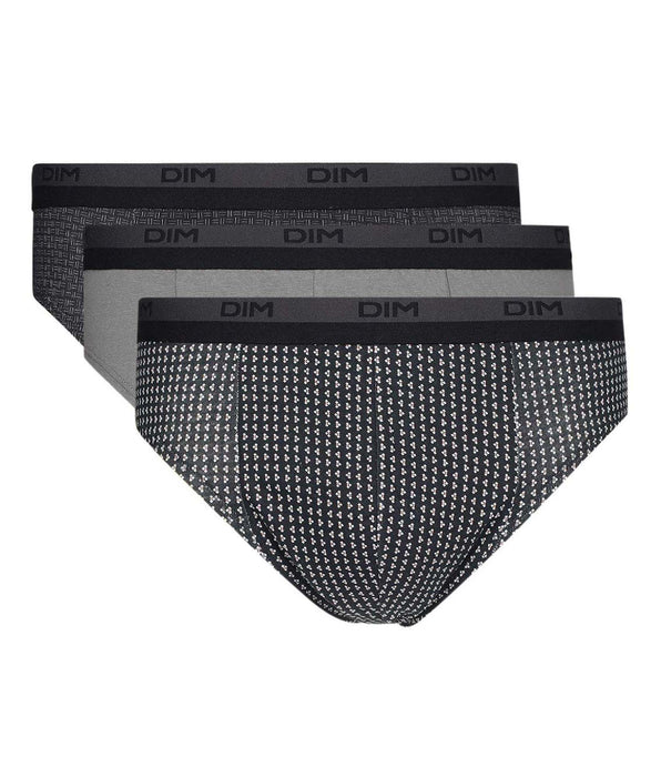 DIM Lot de 3 slip homme en coton avec imprimé cube Gris Dim Coton Print
