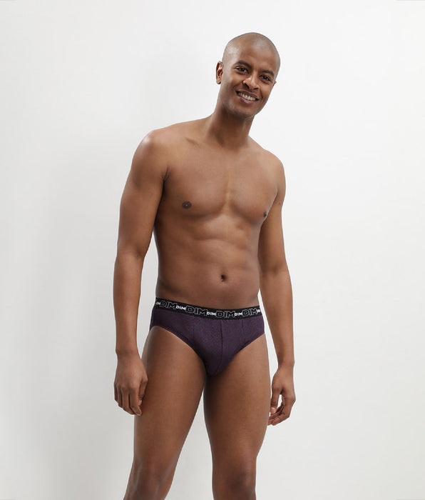 DIM Lot de 3 slip homme en coton avec imprimé pois Noir Dim Coton Print