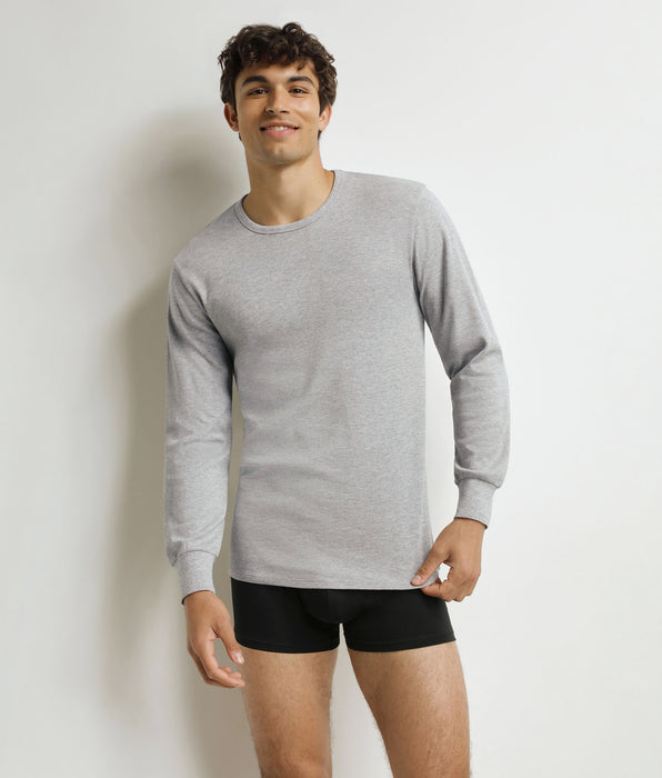 DIM T-shirt homme en coton gris chiné Dim Thermal