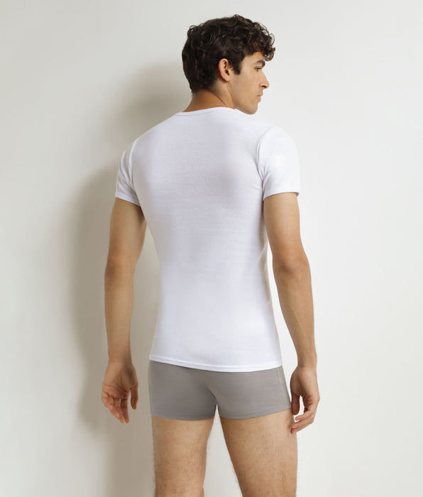 DIM Lot de 2 t-shirts homme en coton Blanc à col rond EcoDim