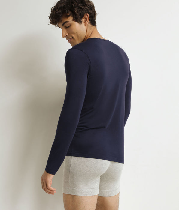 DIM T-shirt homme à manches longues Bleu Dim Thermal