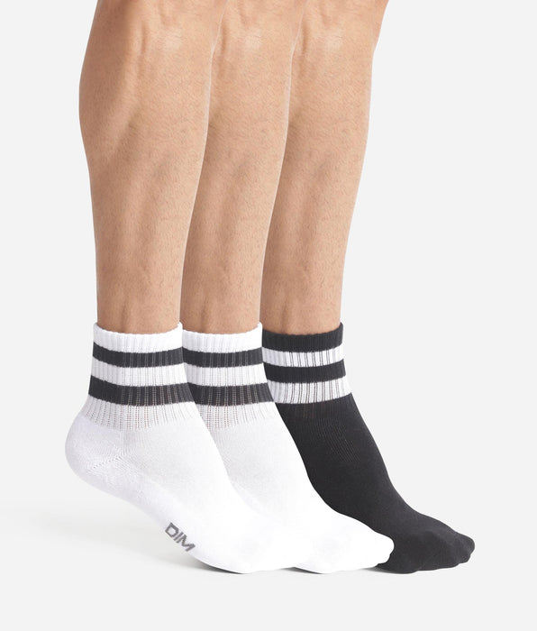 DIM Lot de 3 paires de chaussettes basses homme Blanc Noir EcoDim