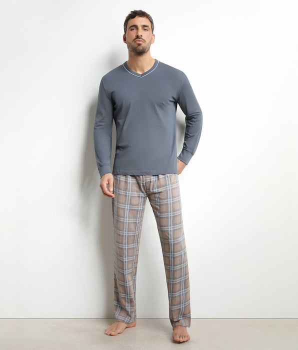 DIM Pyjama homme pantalon en jersey gris à carreaux Dim Nightwear