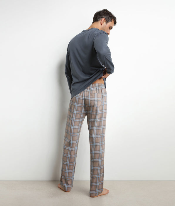DIM Pyjama homme pantalon en jersey gris à carreaux Dim Nightwear
