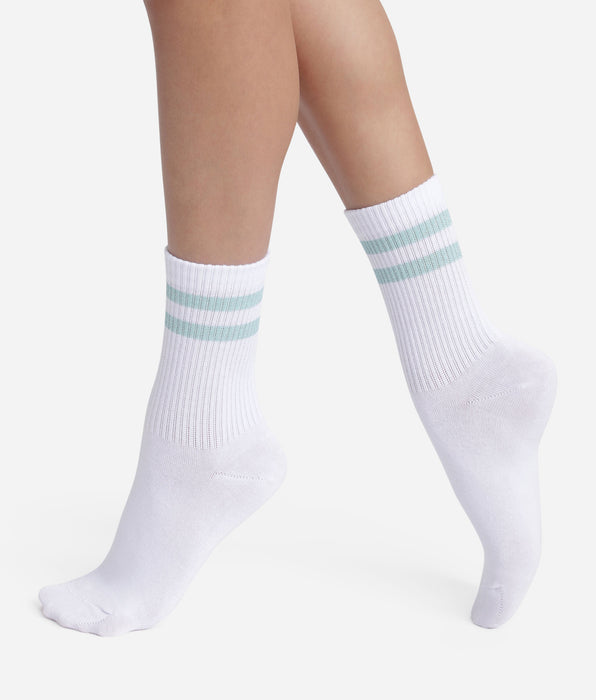 DIM Chaussettes en coton côtelé Blanc et lurex Bleu Dim Mode