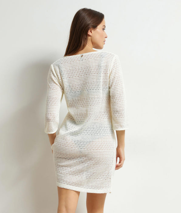 DIM Robe de plage femme en maille Écru Dim