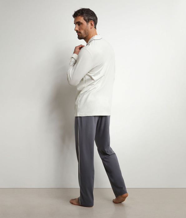DIM Ensemble pyjama homme pantalon chemise en jersey Gris Foncé Dim Nightwear