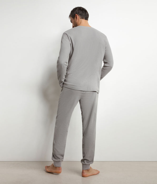 DIM Ensemble pyjama pantalon col serafino en jersey Gris Dim Nightwear
