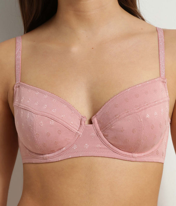 DIM Soutien-gorge full cup en microfibre Rose à fleurs Cosy Time