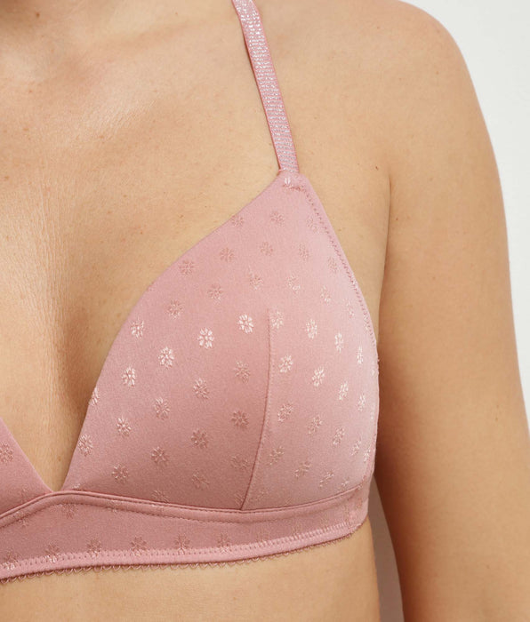DIM Soutien-gorge triangle sans armature paddé en microfibre Rose à fleurs Cosy Time