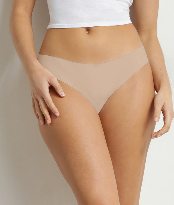 DIM Slip brésilien femme invisible en microfibre Nude Dim