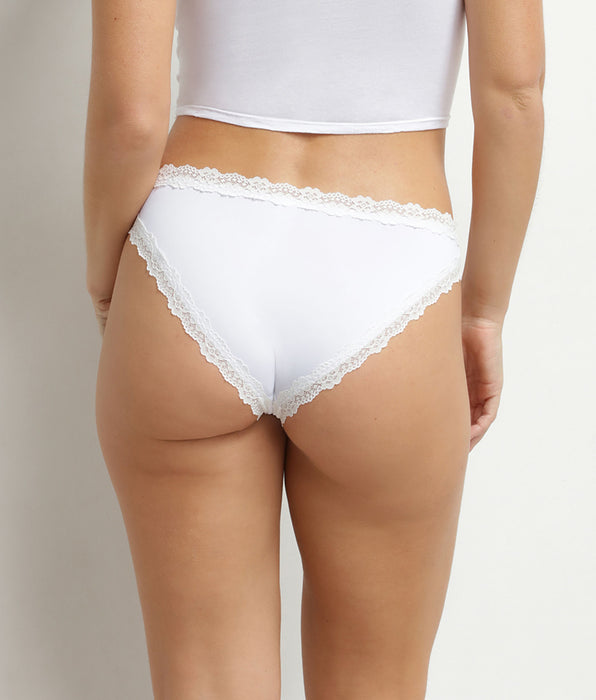 DIM Culotte femme invisible en microfibre et dentelle Blanc Dim