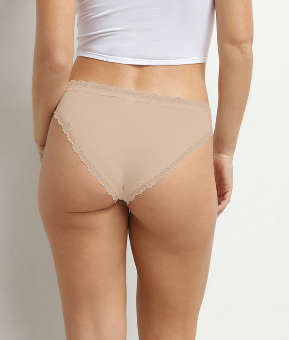 DIM Culotte femme invisible en microfibre et dentelle Nude Dim