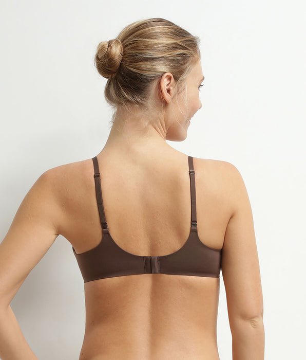 DIM Soutien-gorge paddé sans armature en microfibre Brun Dim Invisible