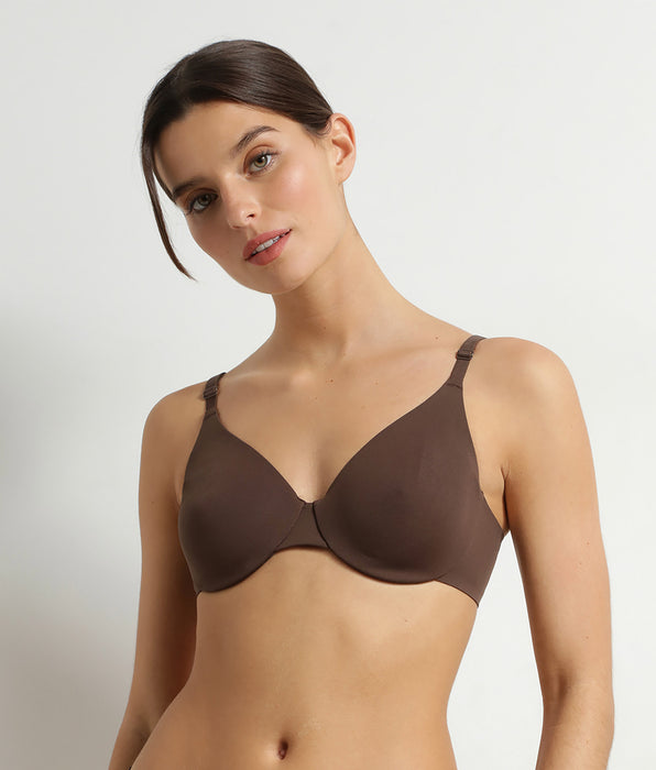 DIM Soutien-gorge à armatures en microfibre Marron Dim Invisible