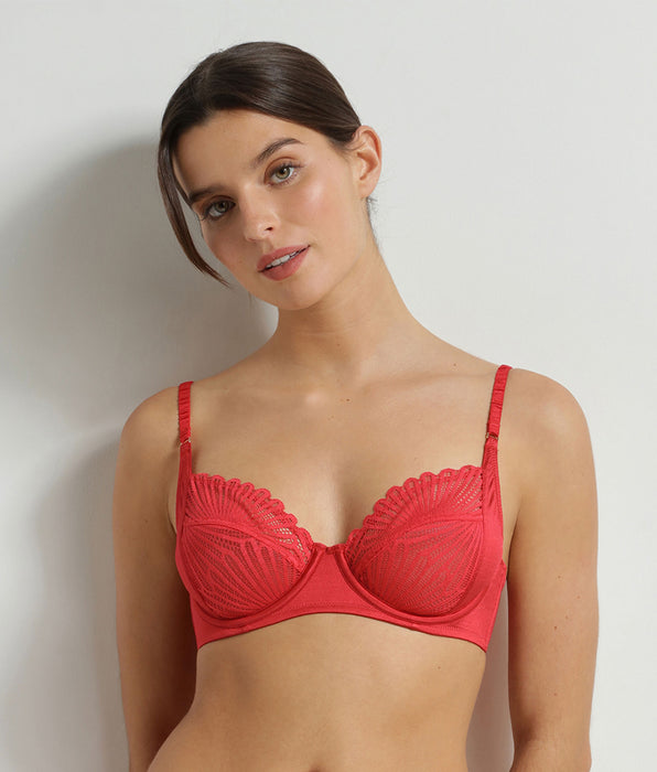 DIM Soutien-gorge full cup à armatures en dentelle Rouge Chocolove