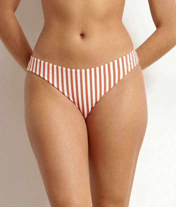 DIM Bas de maillot de bain culotte midi femme Orange rayé Dim Swimwear