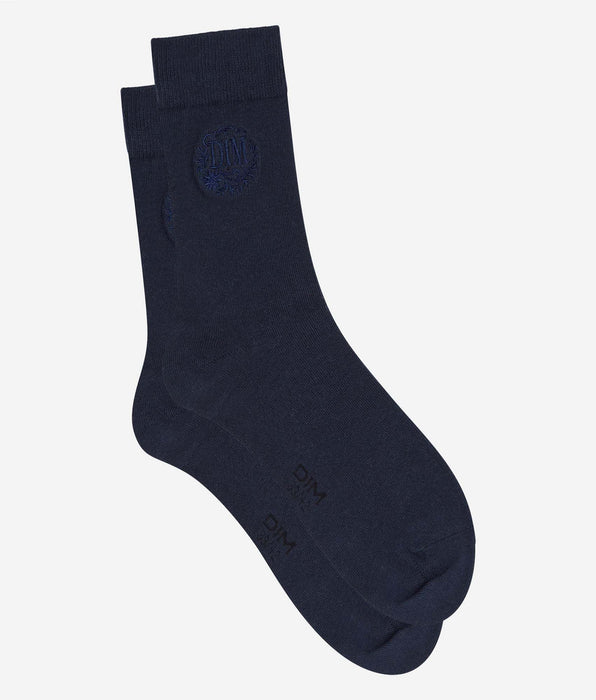 DIM Chaussettes homme navy blue Coton Fancy