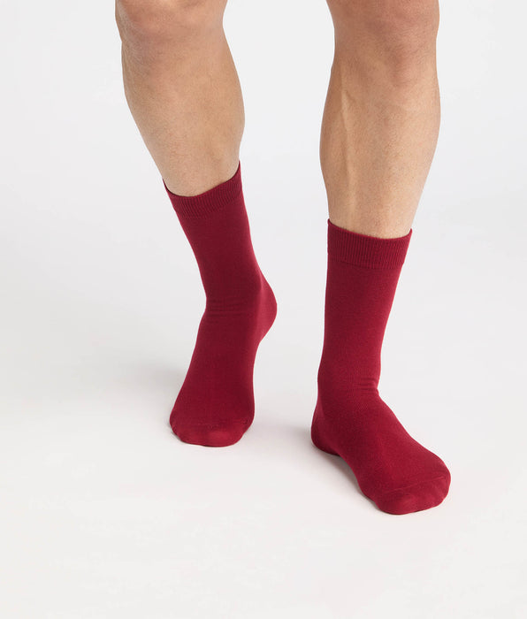 DIM Chaussettes homme mi-hautes rouge foncé à motif renne Coton Fancy