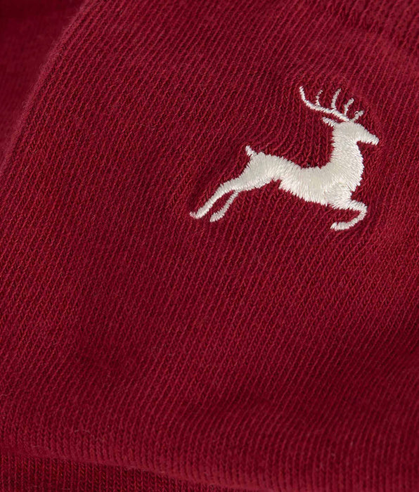 DIM Chaussettes homme mi-hautes rouge foncé à motif renne Coton Fancy